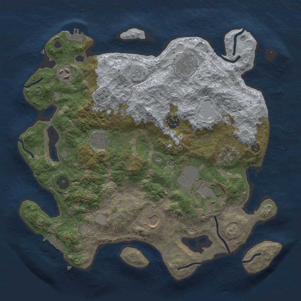 Rust Map: Procedural Map, Size: 3500, Seed: 2033871603, 17 Monuments