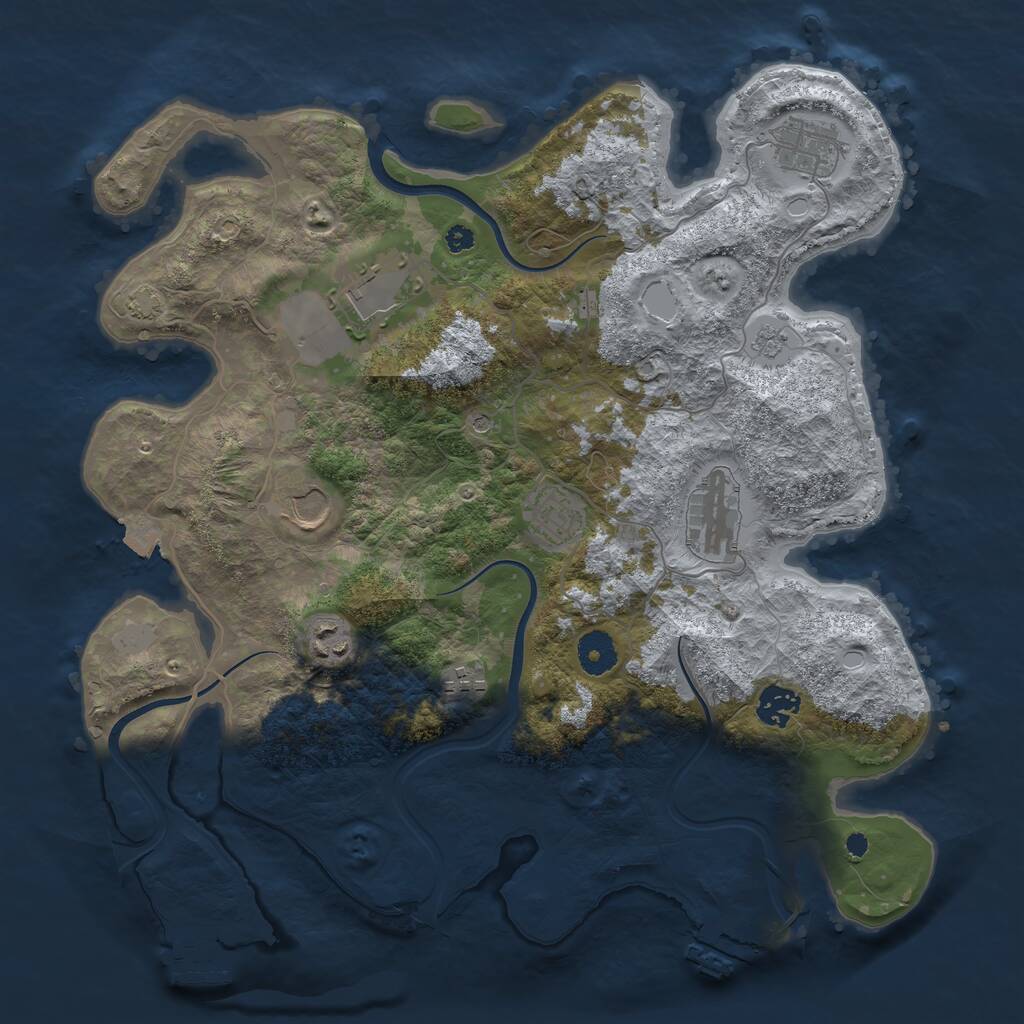 Rust Map: Procedural Map, Size: 3700, Seed: 1176167087, 14 Monuments