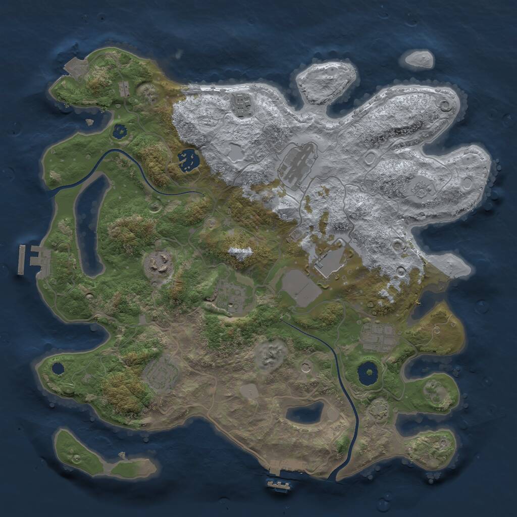 Rust Map: Procedural Map, Size: 3500, Seed: 774932323, 14 Monuments