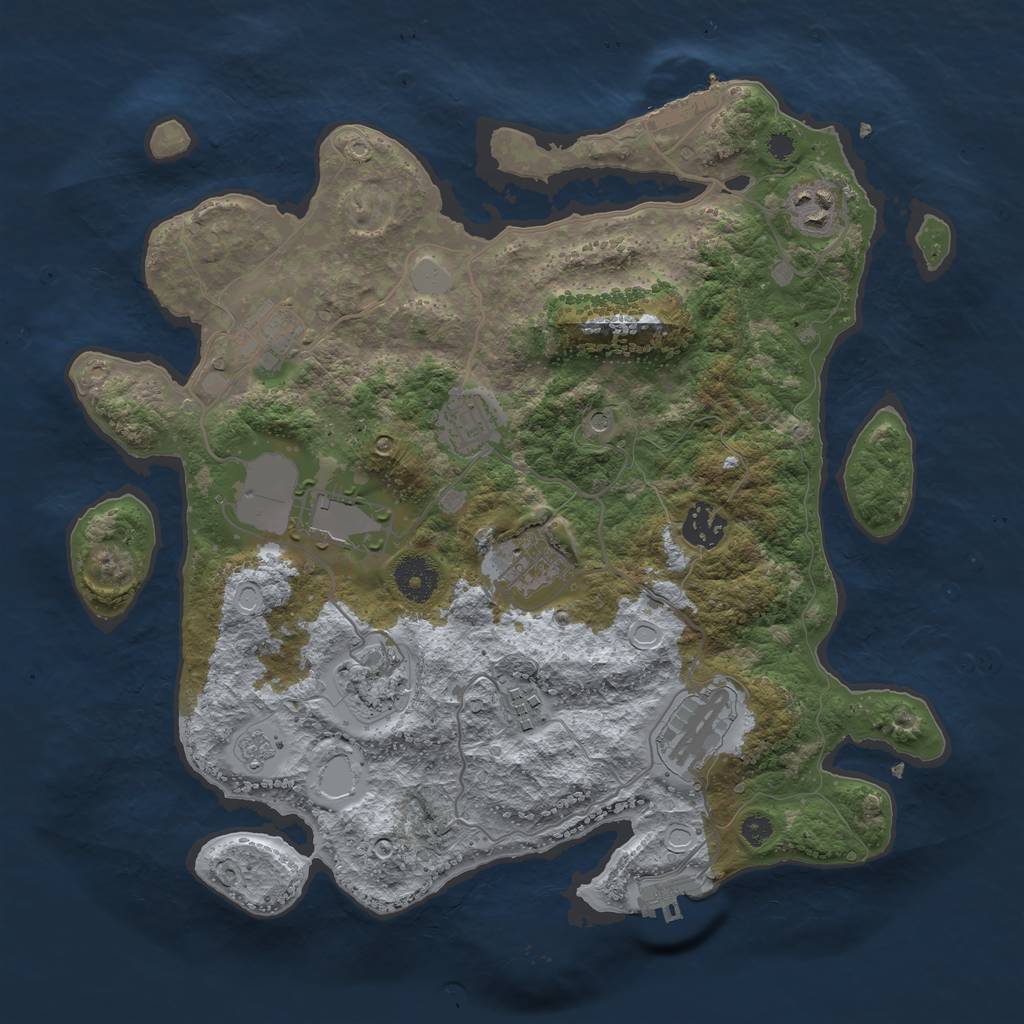 Rust Map: Procedural Map, Size: 3500, Seed: 570846848, 18 Monuments