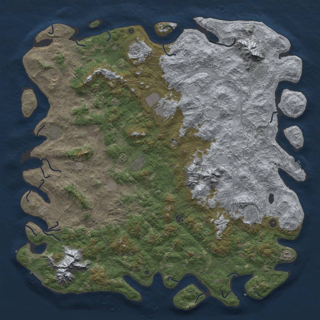 Rust Map: Procedural Map, Size: 6000, Seed: 28031979, 18 Monuments