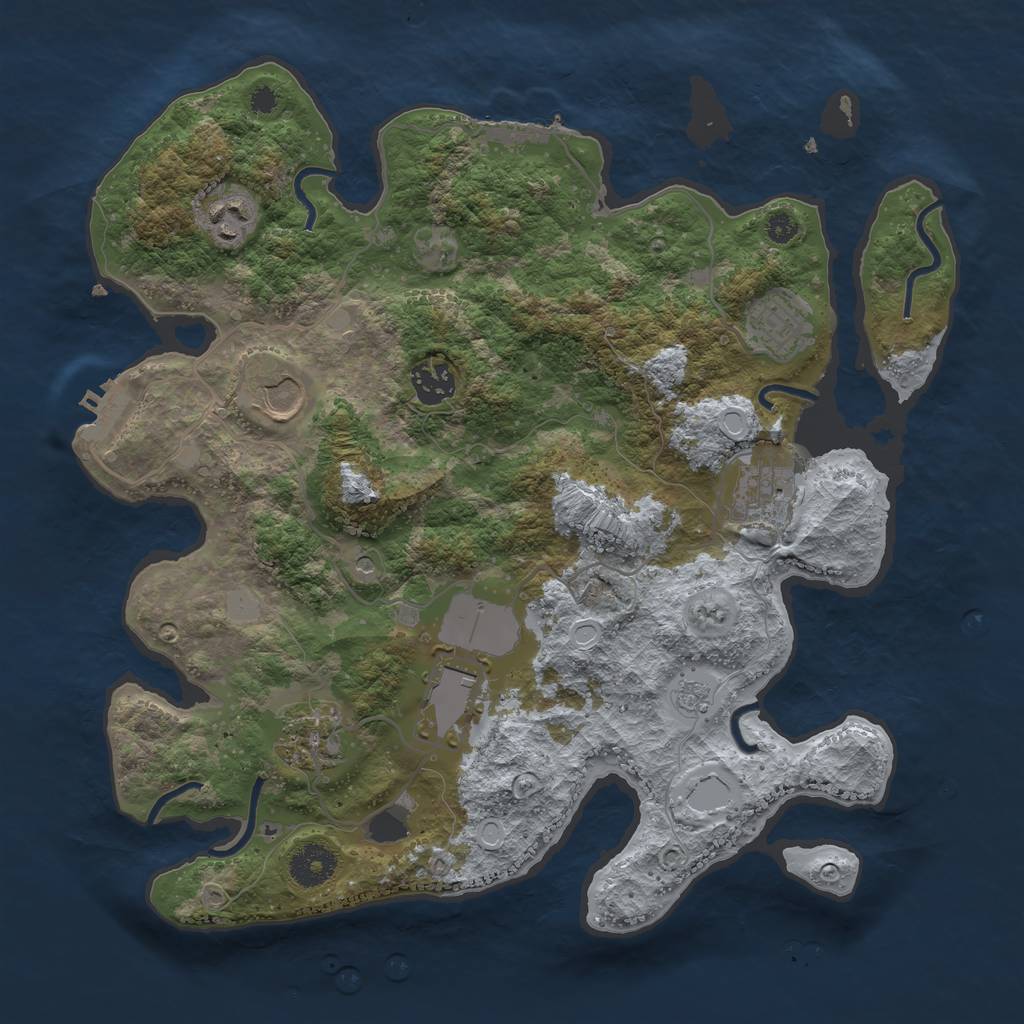 Rust Map: Procedural Map, Size: 3500, Seed: 618451, 16 Monuments