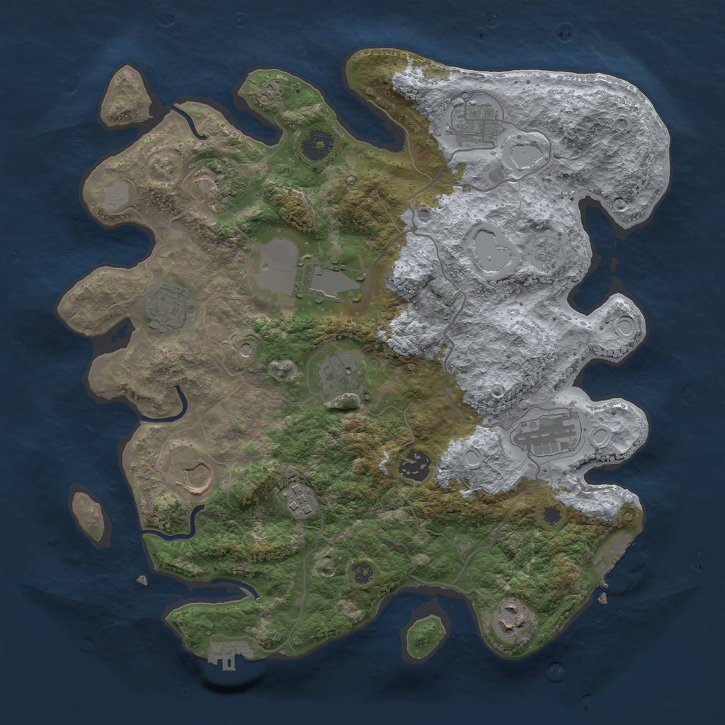 Rust Map: Procedural Map, Size: 3500, Seed: 1744845090, 17 Monuments