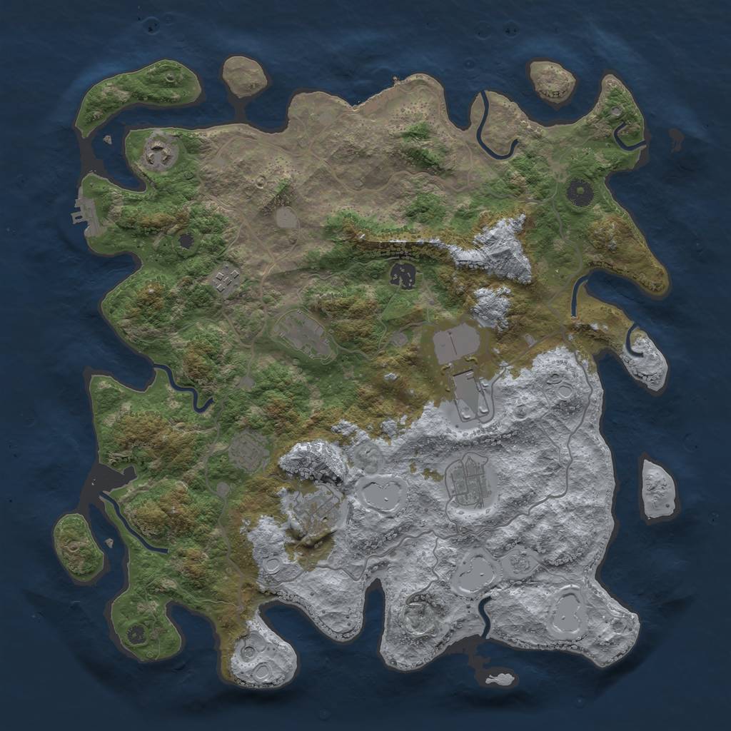Rust Map: Procedural Map, Size: 4080, Seed: 911957585, 17 Monuments
