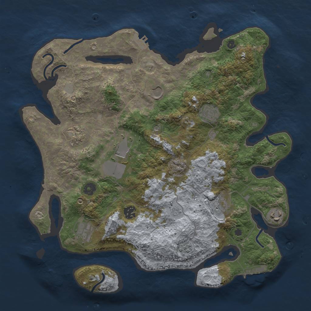 Rust Map: Procedural Map, Size: 3700, Seed: 392548500, 18 Monuments