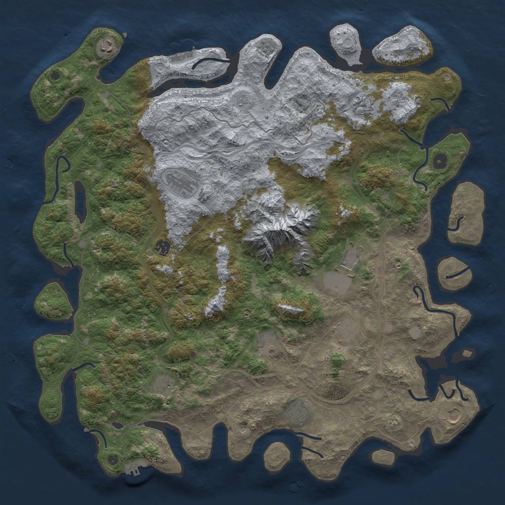 Rust Map: Procedural Map, Size: 5000, Seed: 1037836408, 20 Monuments