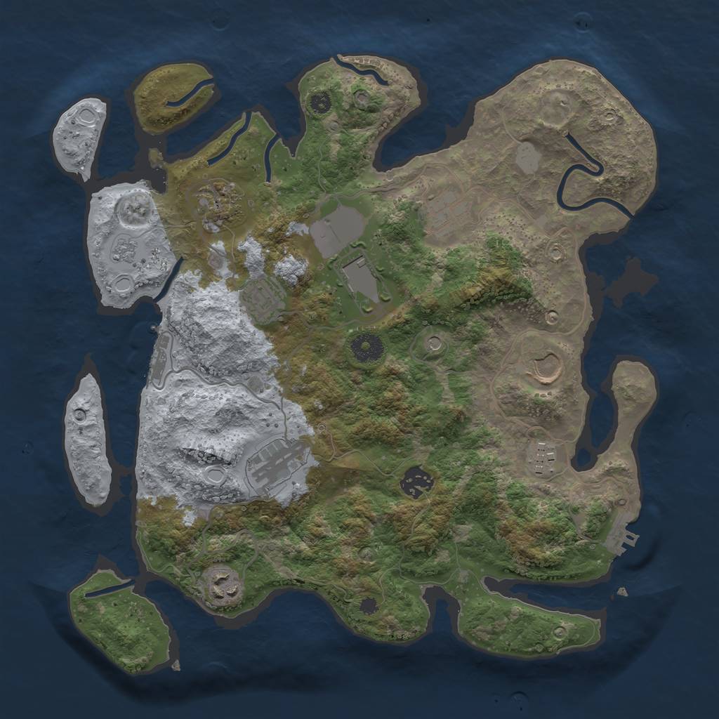 Rust Map: Procedural Map, Size: 3500, Seed: 4416, 18 Monuments