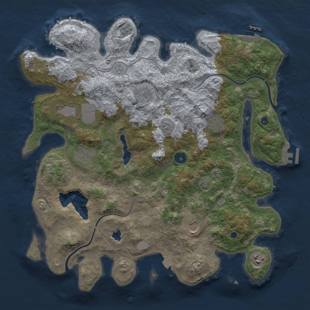 Rust Map: Procedural Map, Size: 4000, Seed: 64289, 13 Monuments