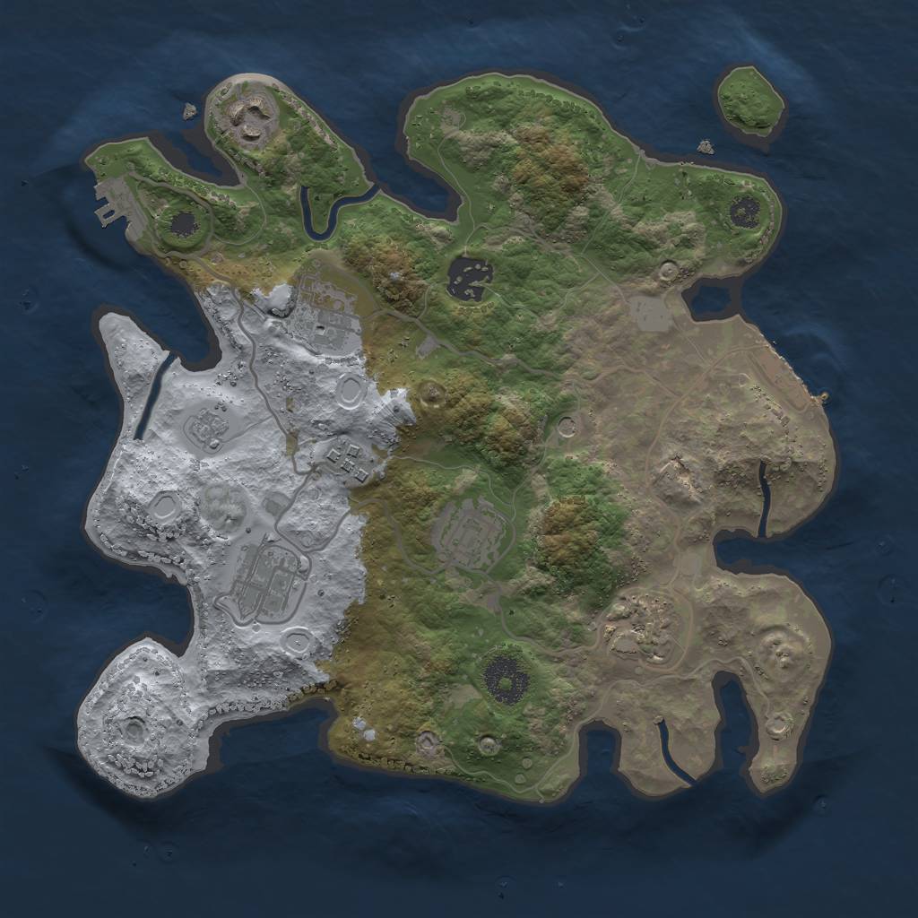 Rust Map: Procedural Map, Size: 3000, Seed: 531782, 16 Monuments