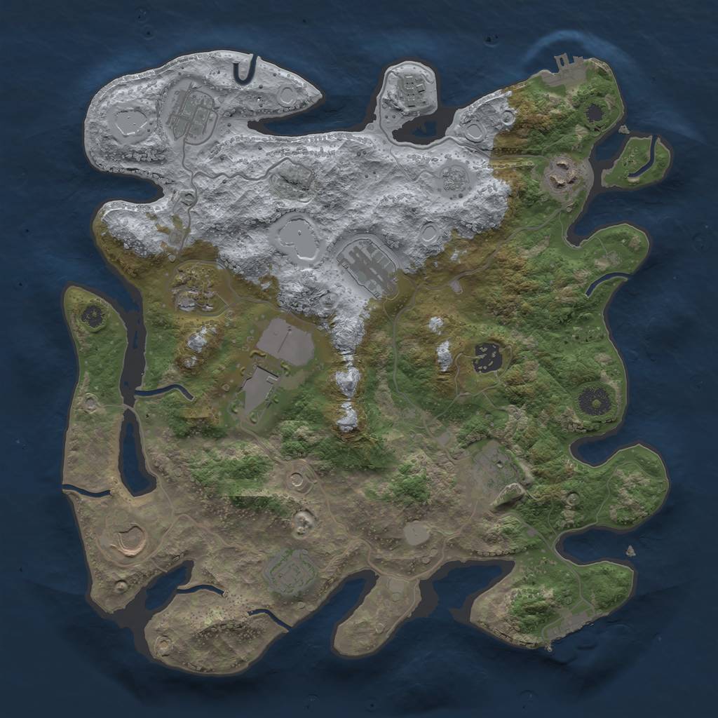 Rust Map: Procedural Map, Size: 3500, Seed: 240778051, 19 Monuments