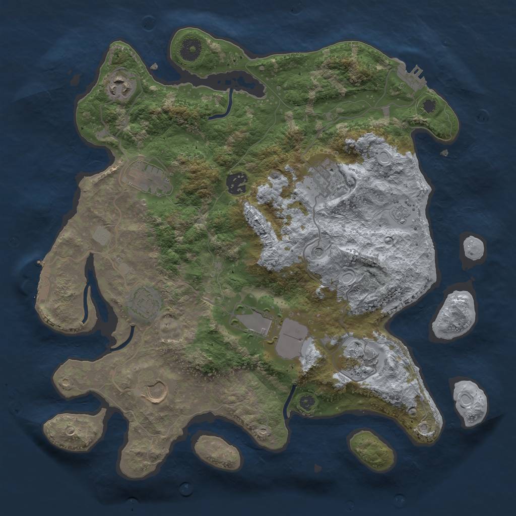 Rust Map: Procedural Map, Size: 3500, Seed: 156781, 17 Monuments