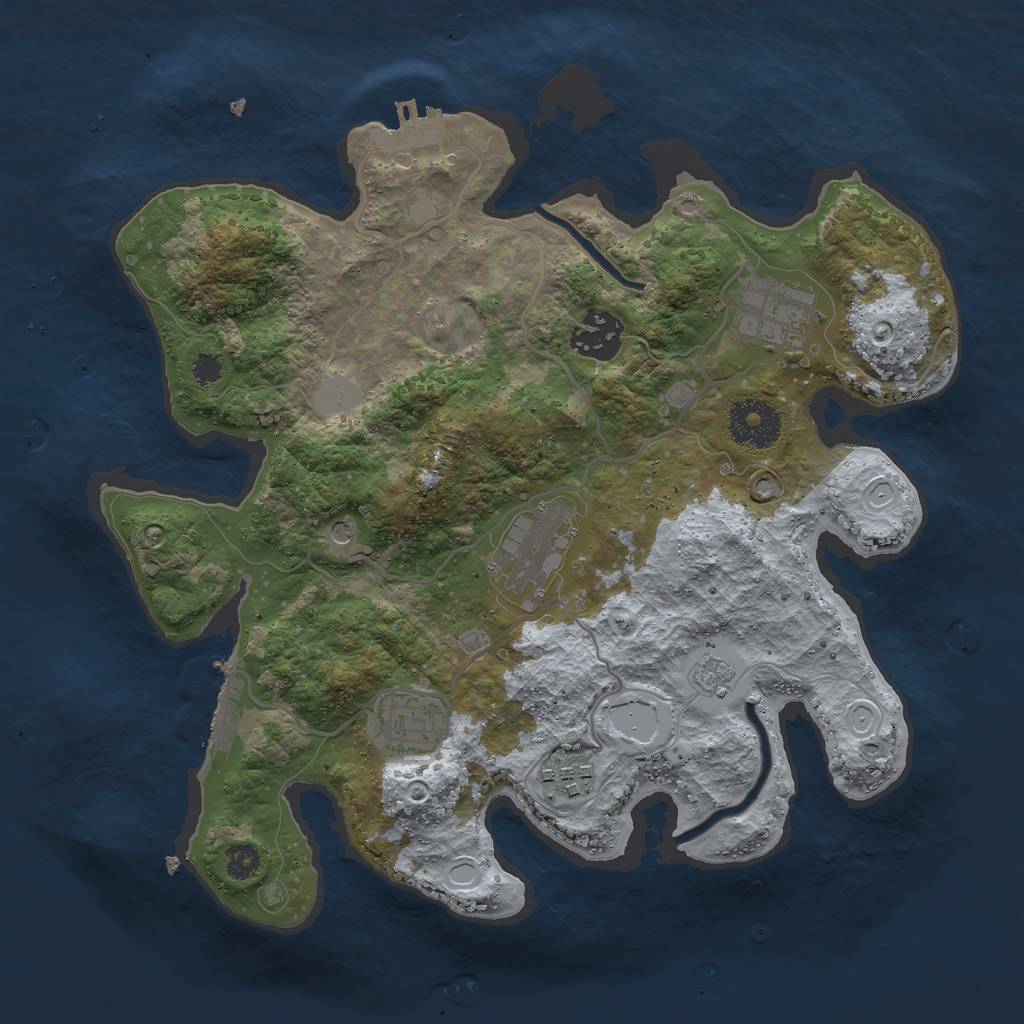 Rust Map: Procedural Map, Size: 3000, Seed: 62928, 14 Monuments
