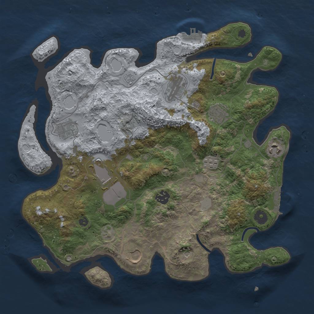 Rust Map: Procedural Map, Size: 3500, Seed: 1607162830, 17 Monuments