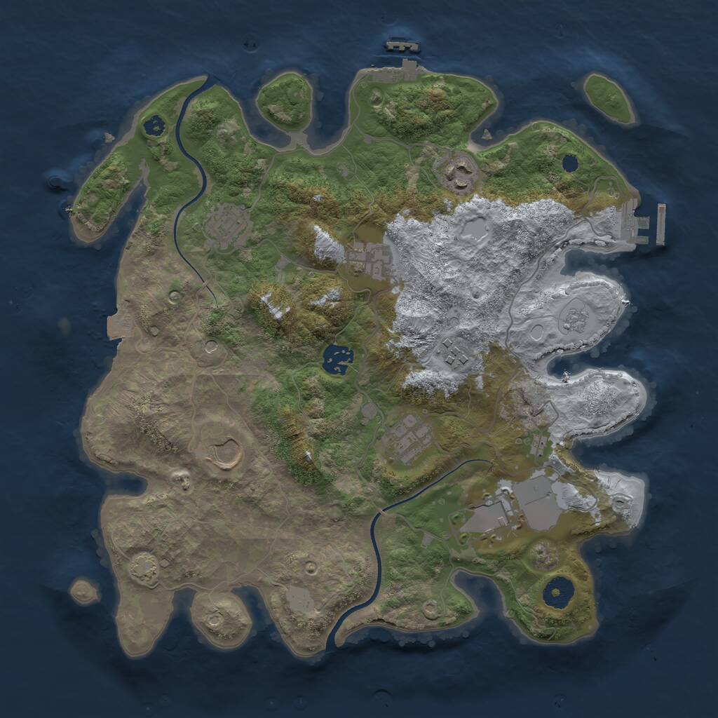 Rust Map: Procedural Map, Size: 3500, Seed: 1639994382, 14 Monuments