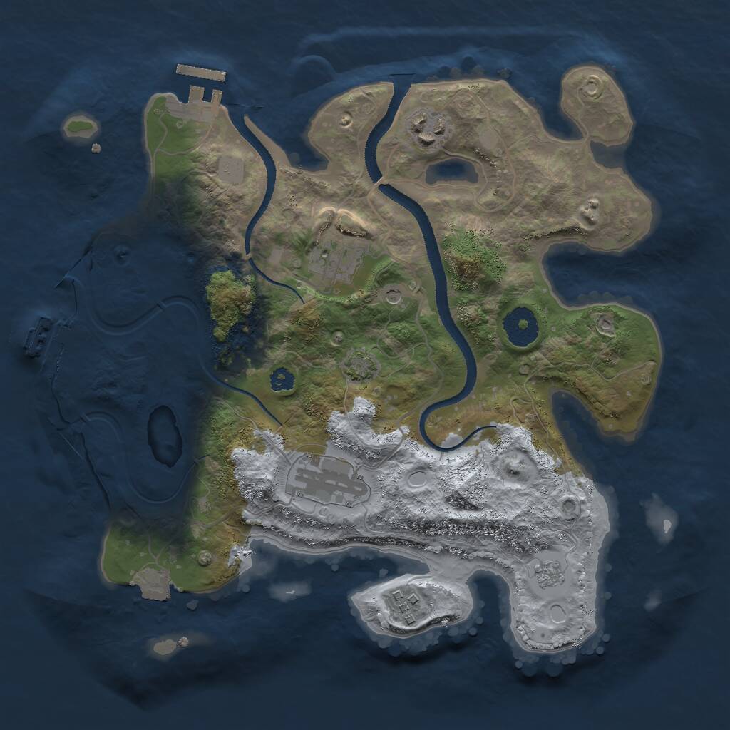 Rust Map: Procedural Map, Size: 3000, Seed: 21822, 10 Monuments