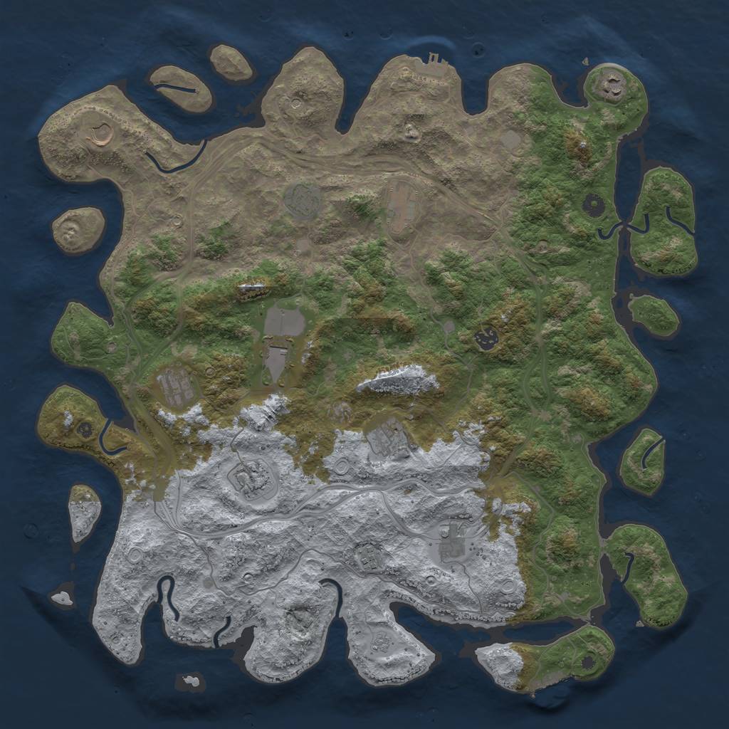 Rust Map: Procedural Map, Size: 4800, Seed: 1240399692, 20 Monuments