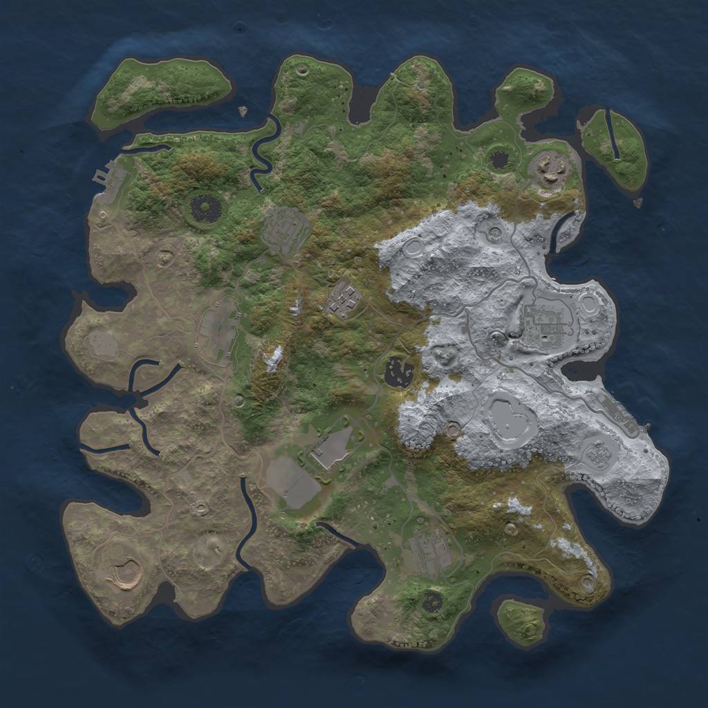 Rust Map: Procedural Map, Size: 3500, Seed: 496941140, 18 Monuments