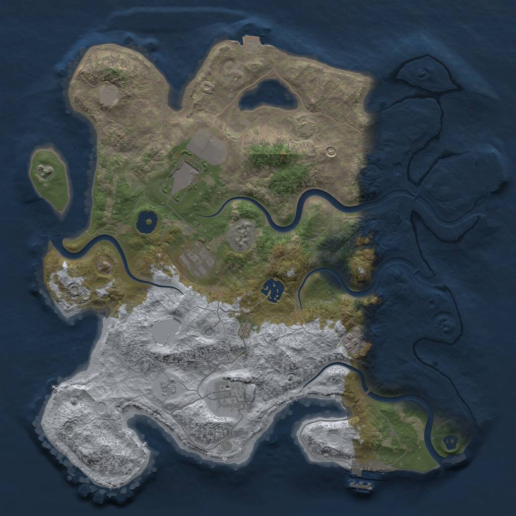 Rust Map: Procedural Map, Size: 3519, Seed: 2147483647, 11 Monuments