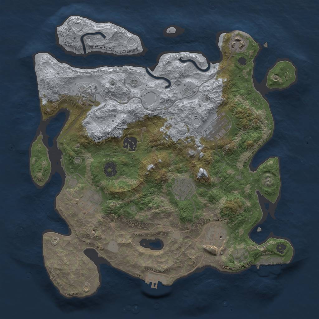 Rust Map: Procedural Map, Size: 3300, Seed: 213143, 14 Monuments