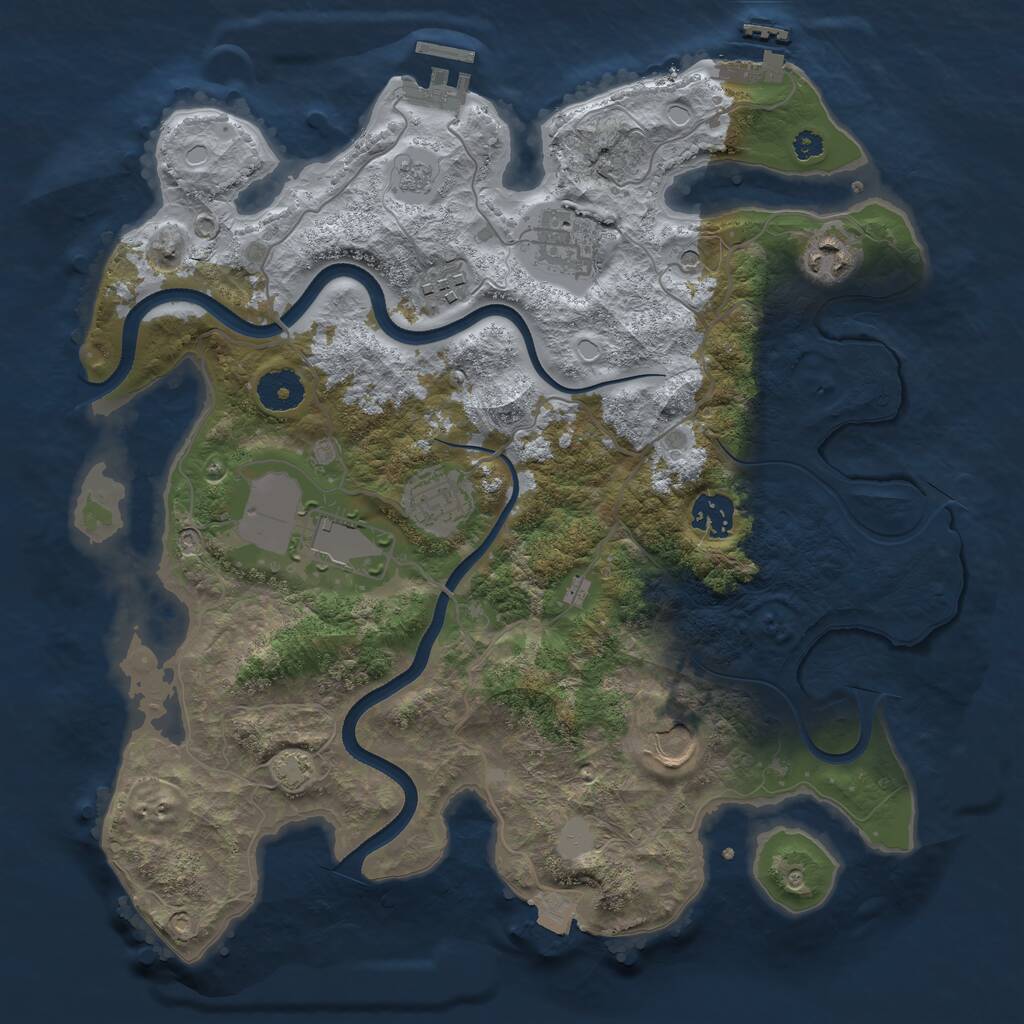 Rust Map: Procedural Map, Size: 3500, Seed: 98804861, 13 Monuments
