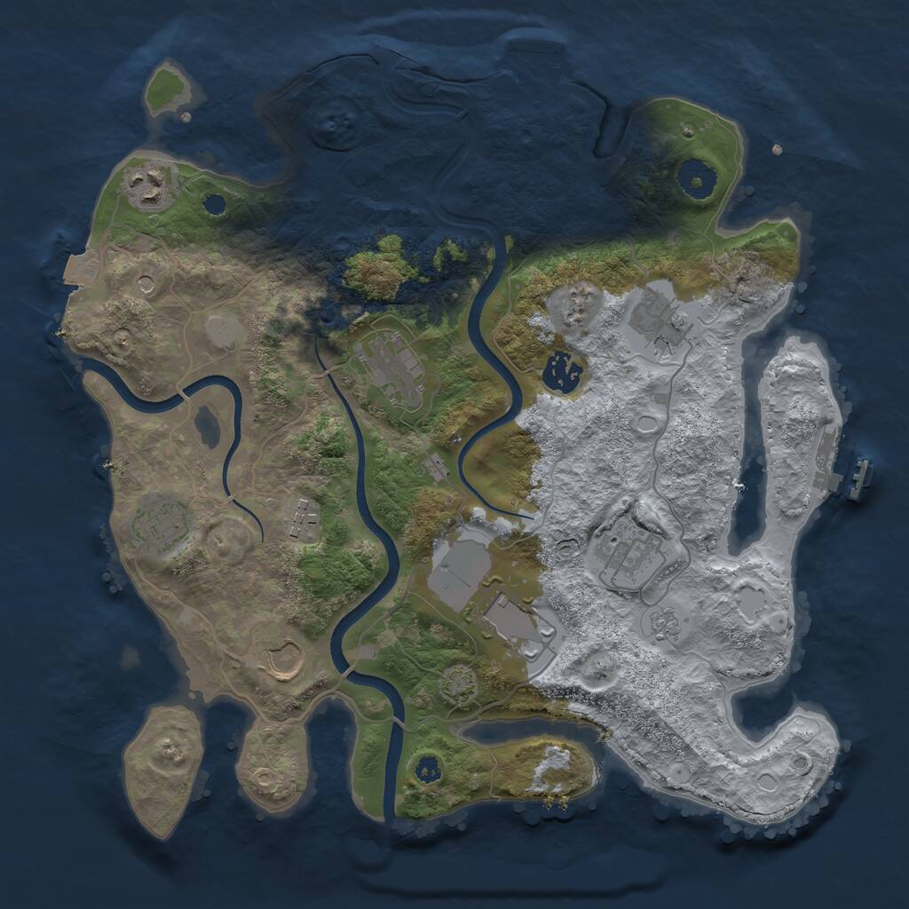 Rust Map: Procedural Map, Size: 3500, Seed: 18306, 15 Monuments