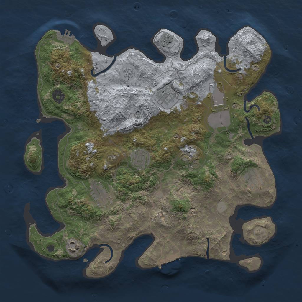Rust Map: Procedural Map, Size: 3500, Seed: 89277644, 17 Monuments
