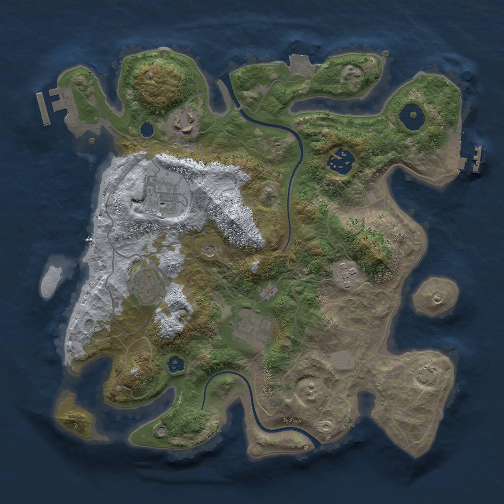 Rust Map: Procedural Map, Size: 3000, Seed: 17751, 11 Monuments