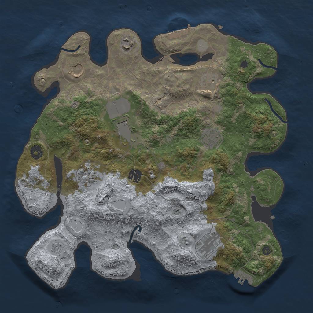Rust Map: Procedural Map, Size: 3500, Seed: 54285528, 15 Monuments