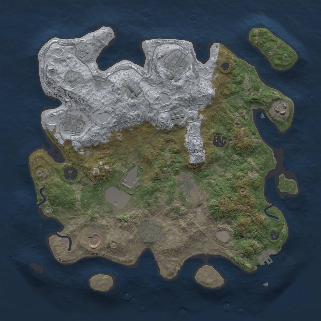 Rust Map: Procedural Map, Size: 3500, Seed: 904789264, 16 Monuments