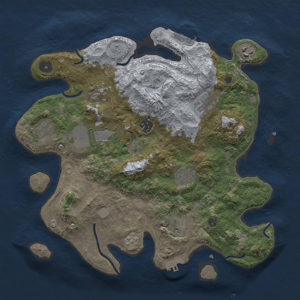 Rust Map: Procedural Map, Size: 3500, Seed: 105218490, 16 Monuments