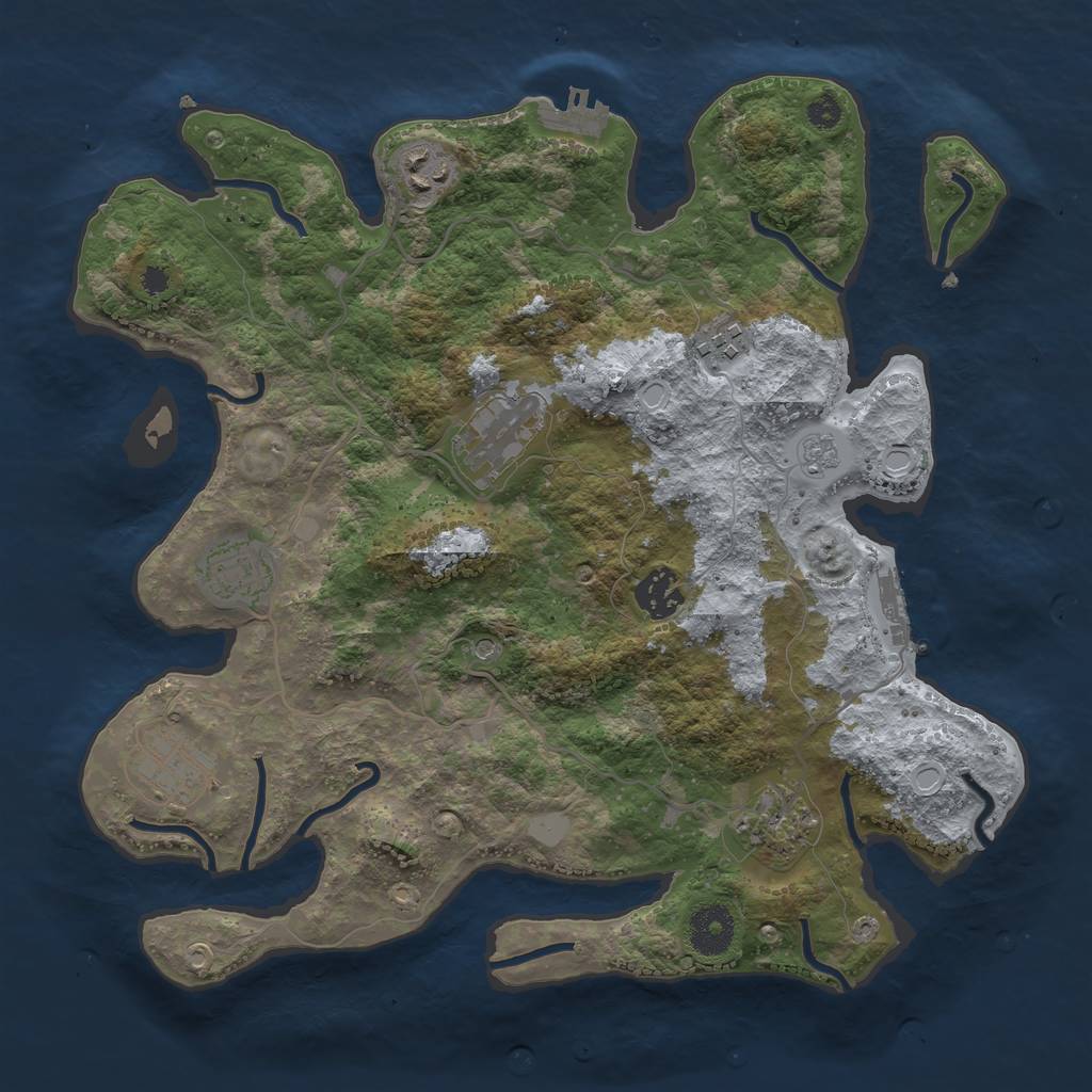 Rust Map: Procedural Map, Size: 3400, Seed: 962702939, 14 Monuments