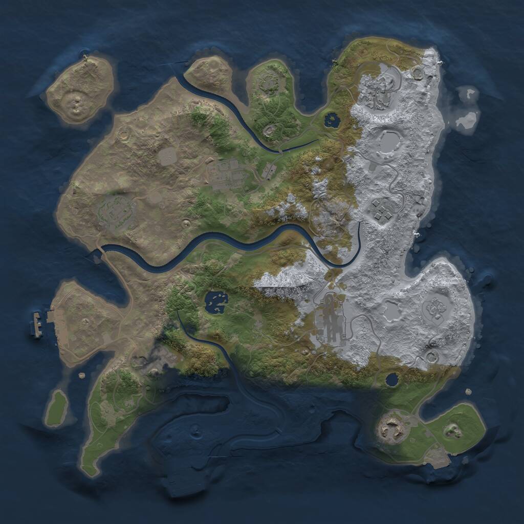 Rust Map: Procedural Map, Size: 3300, Seed: 676946154, 14 Monuments
