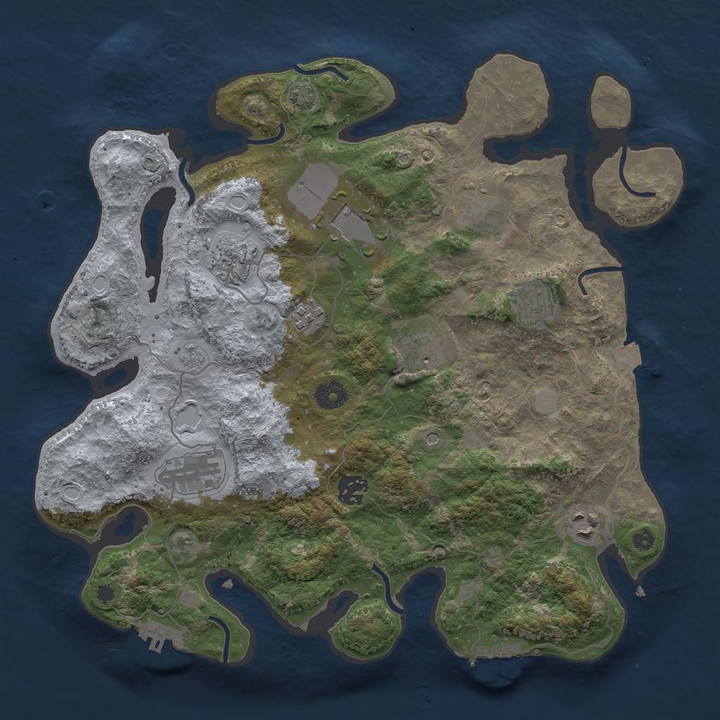 Rust Map: Procedural Map, Size: 3500, Seed: 4361541, 17 Monuments