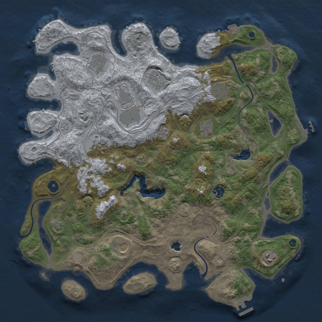 Rust Map: Procedural Map, Size: 4300, Seed: 1045956777, 16 Monuments