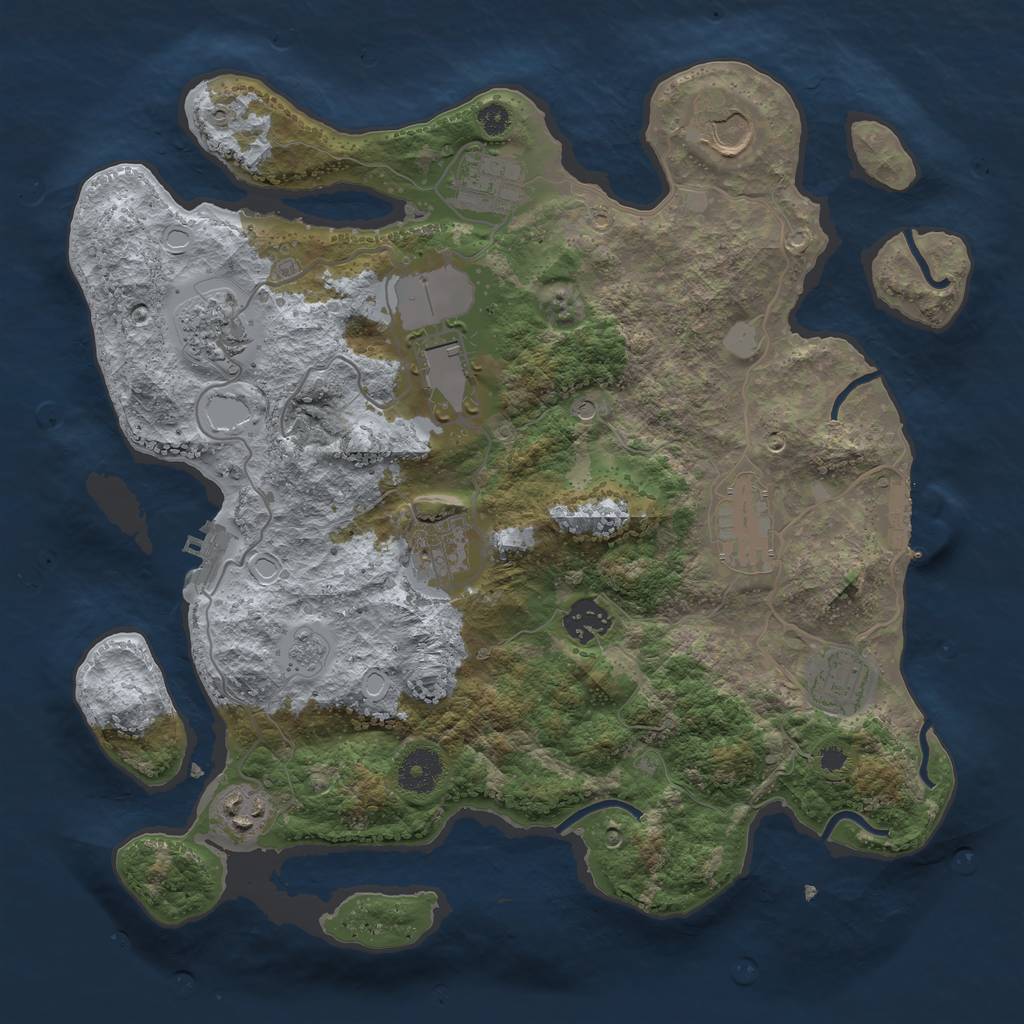 Rust Map: Procedural Map, Size: 3500, Seed: 1049036340, 18 Monuments