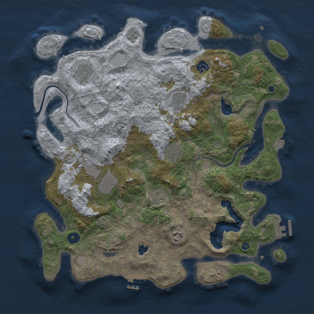 Rust Map: Procedural Map, Size: 4000, Seed: 1025206240, 14 Monuments