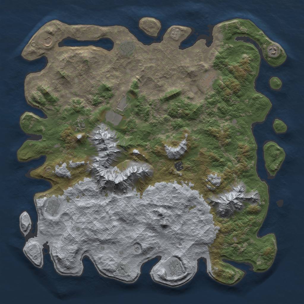 Rust Map: Barren, Size: 5000, Seed: 13131, 13 Monuments