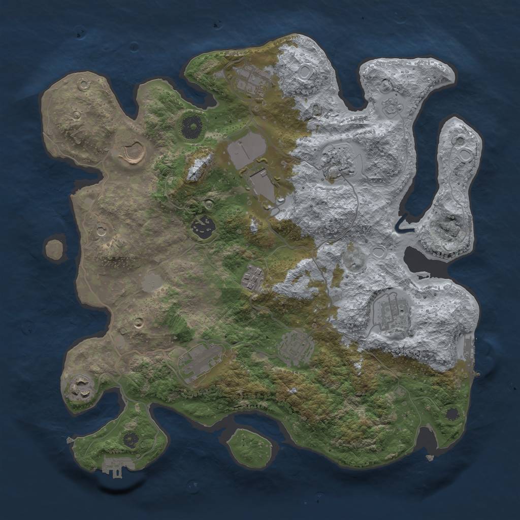 Rust Map: Procedural Map, Size: 3500, Seed: 1350337265, 17 Monuments