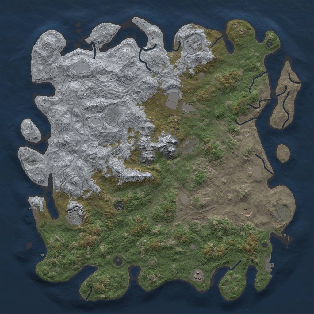 Rust Map: Procedural Map, Size: 5000, Seed: 831153, 18 Monuments