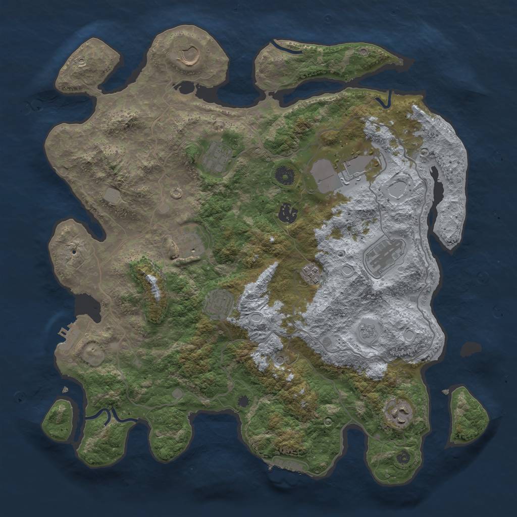 Rust Map: Procedural Map, Size: 4000, Seed: 2402, 18 Monuments