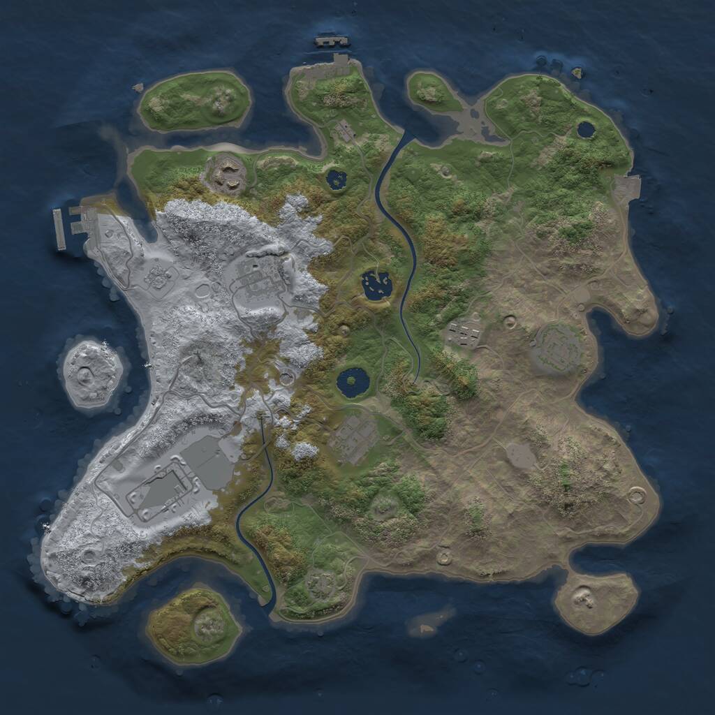 Rust Map: Procedural Map, Size: 3500, Seed: 316654390, 13 Monuments