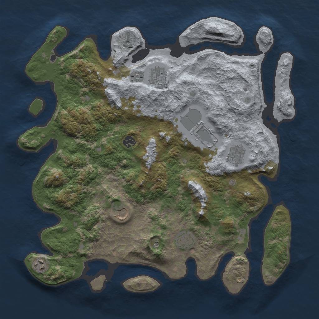 Rust Map: Barren, Size: 4000, Seed: 1431774538, 11 Monuments