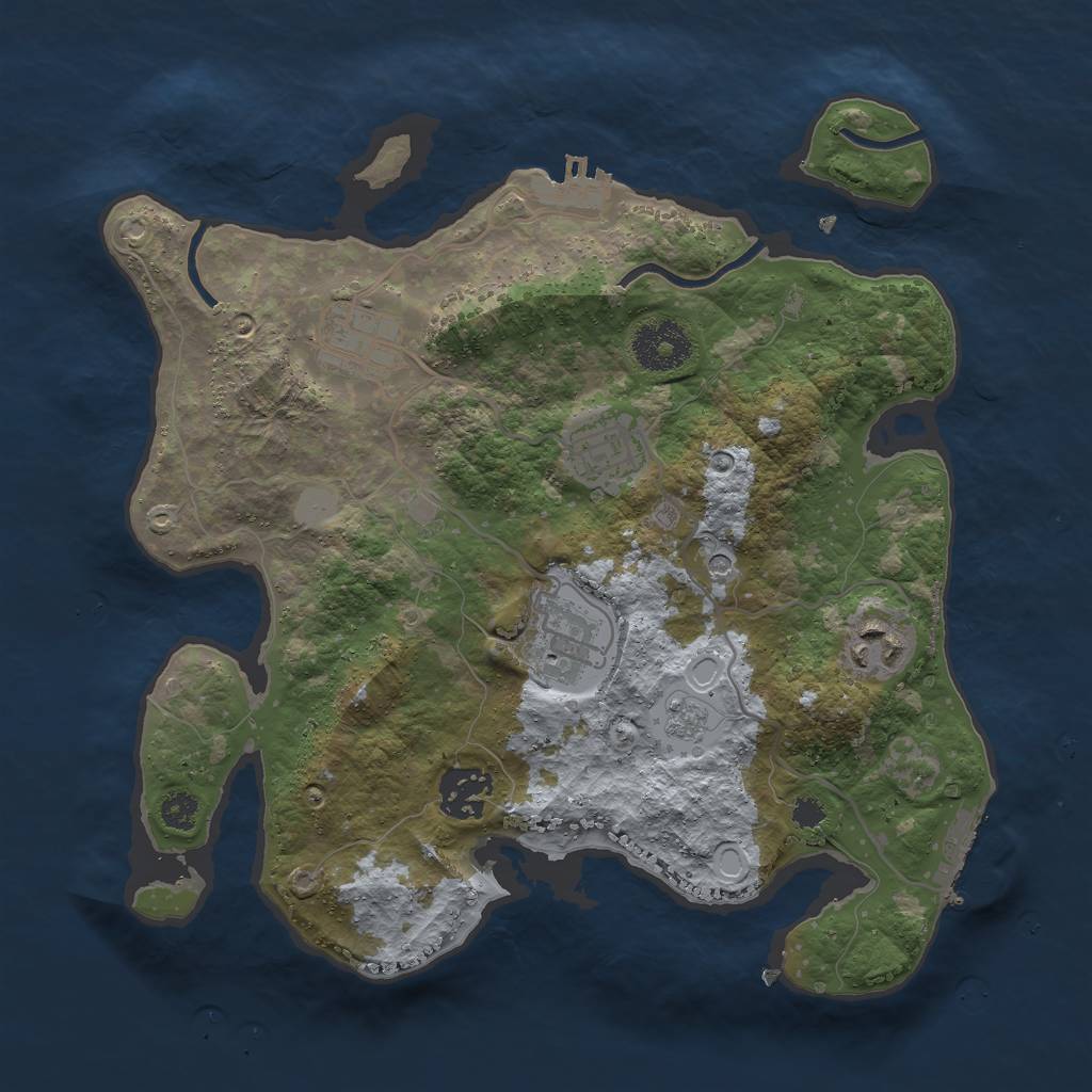 Rust Map: Procedural Map, Size: 3000, Seed: 9799, 14 Monuments