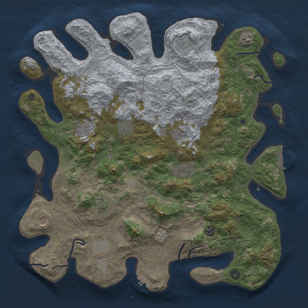 Rust Map: Procedural Map, Size: 4500, Seed: 220720537, 20 Monuments