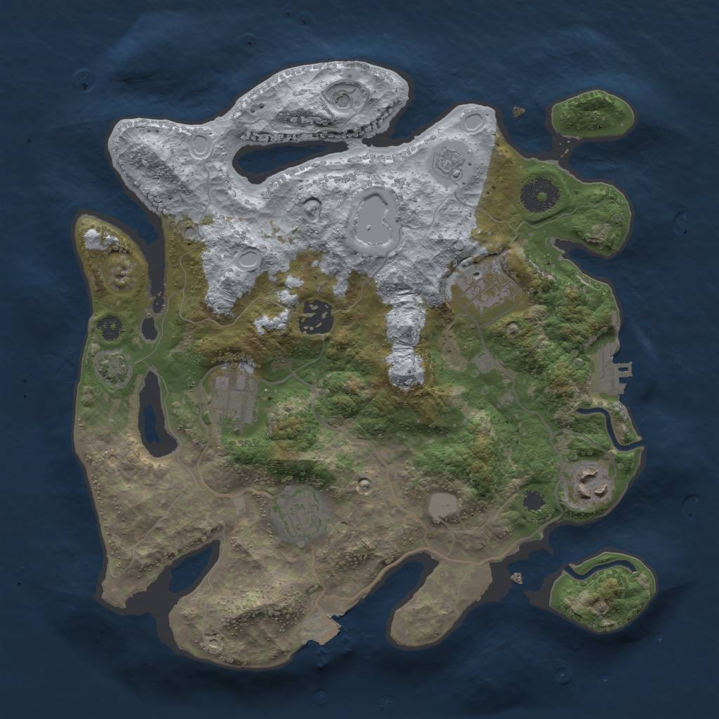 Rust Map: Procedural Map, Size: 3000, Seed: 240778051, 12 Monuments