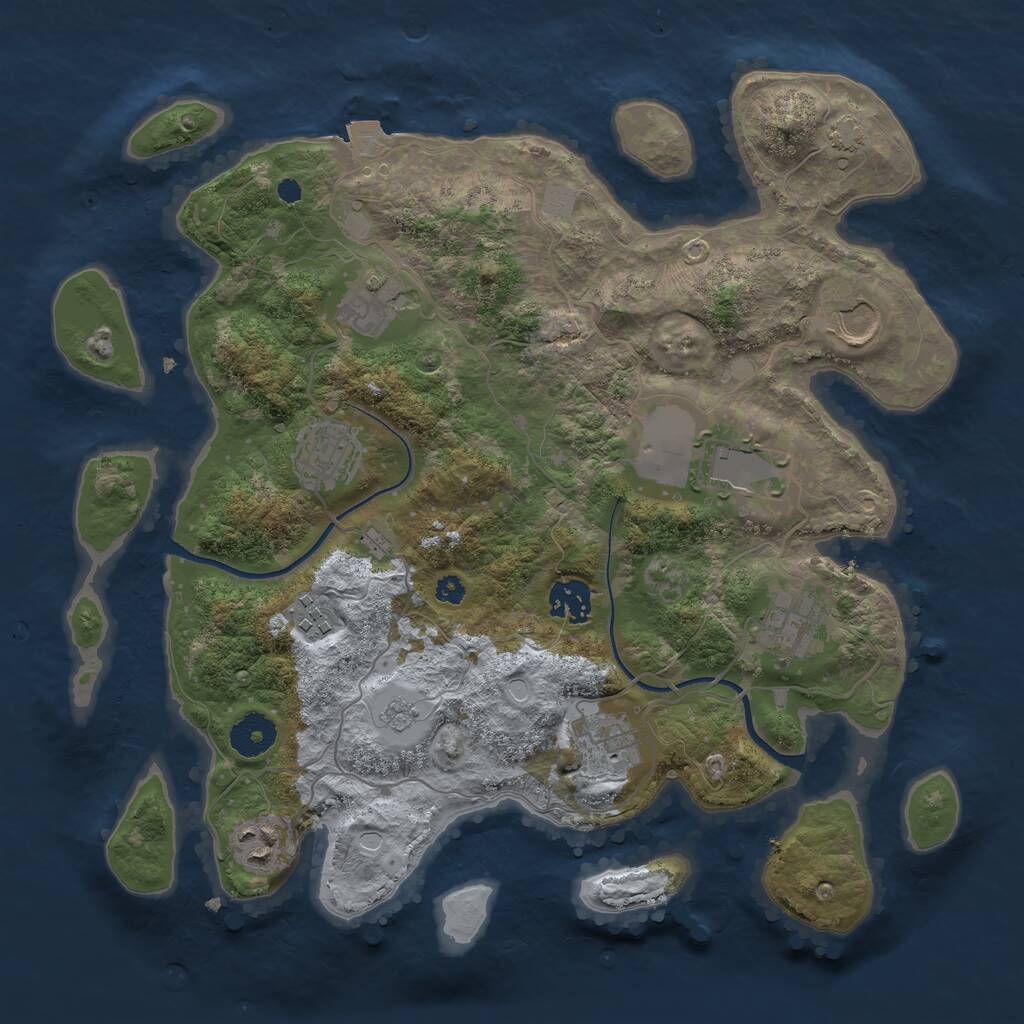 Rust Map: Procedural Map, Size: 3500, Seed: 281394872, 12 Monuments