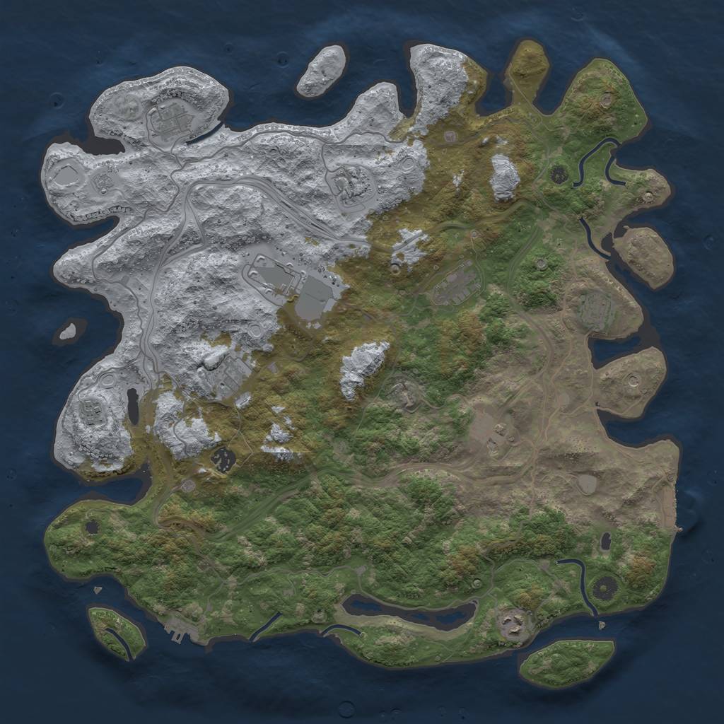 Rust Map: Procedural Map, Size: 4500, Seed: 54523346, 19 Monuments