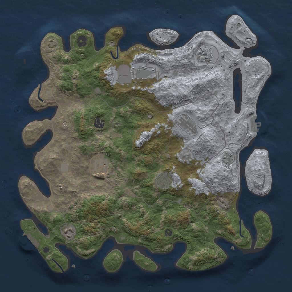 Rust Map: Procedural Map, Size: 4000, Seed: 799166078, 16 Monuments