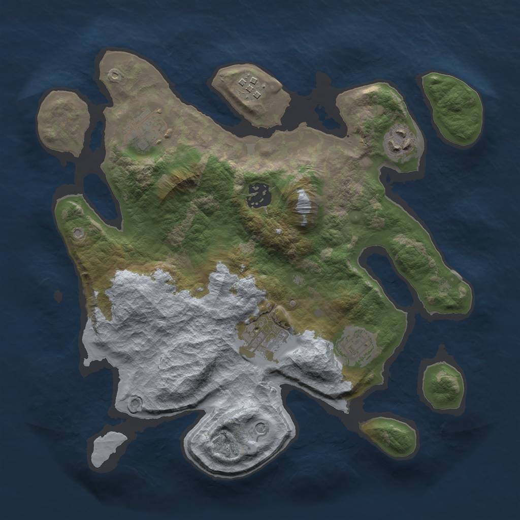 Rust Map: Barren, Size: 3000, Seed: 1966246969, 9 Monuments