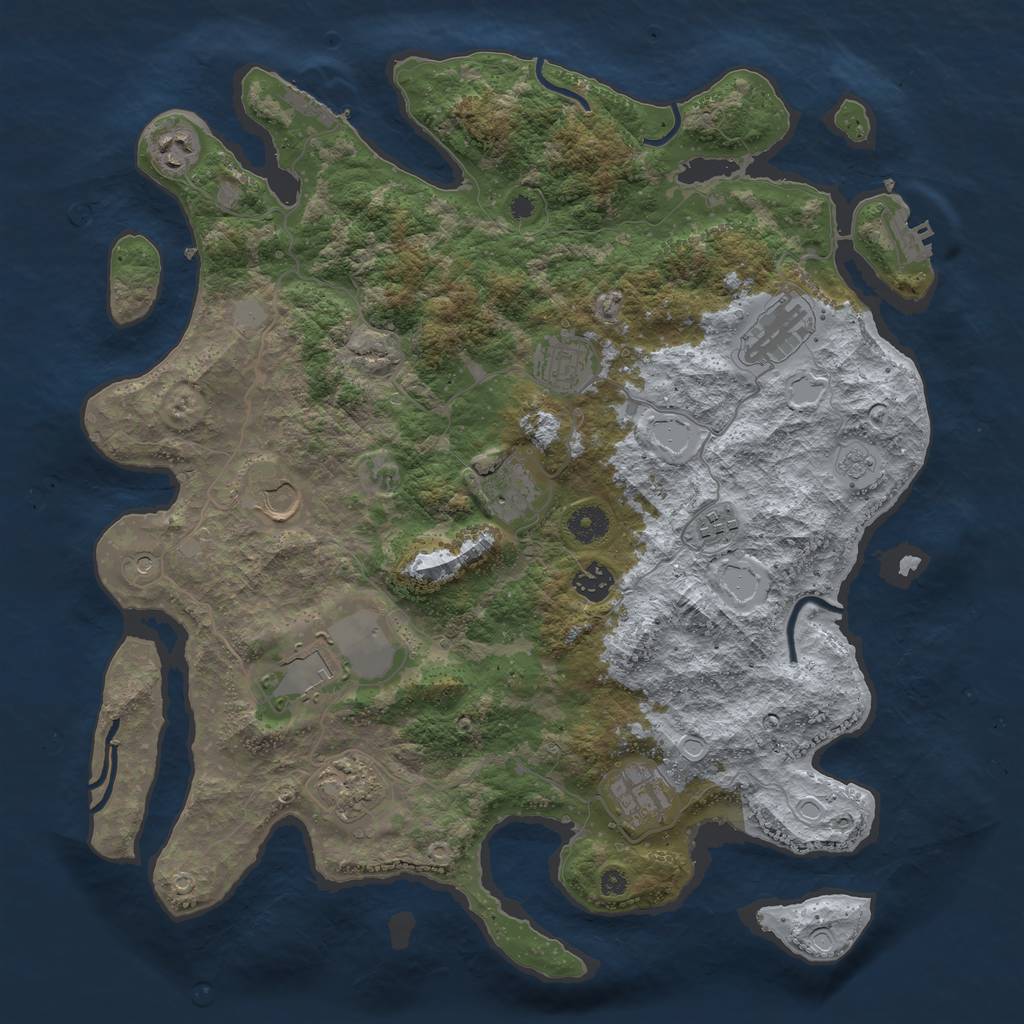 Rust Map: Procedural Map, Size: 3999, Seed: 542355, 17 Monuments